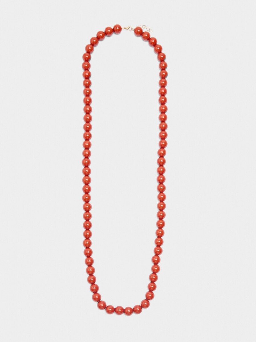 Collar Largo Con Cuentas - rojo 