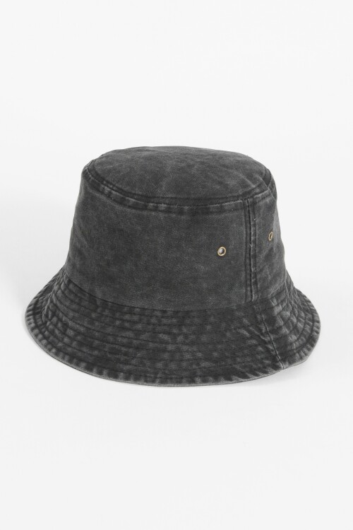 Gorro bucket gastado pespunte negro