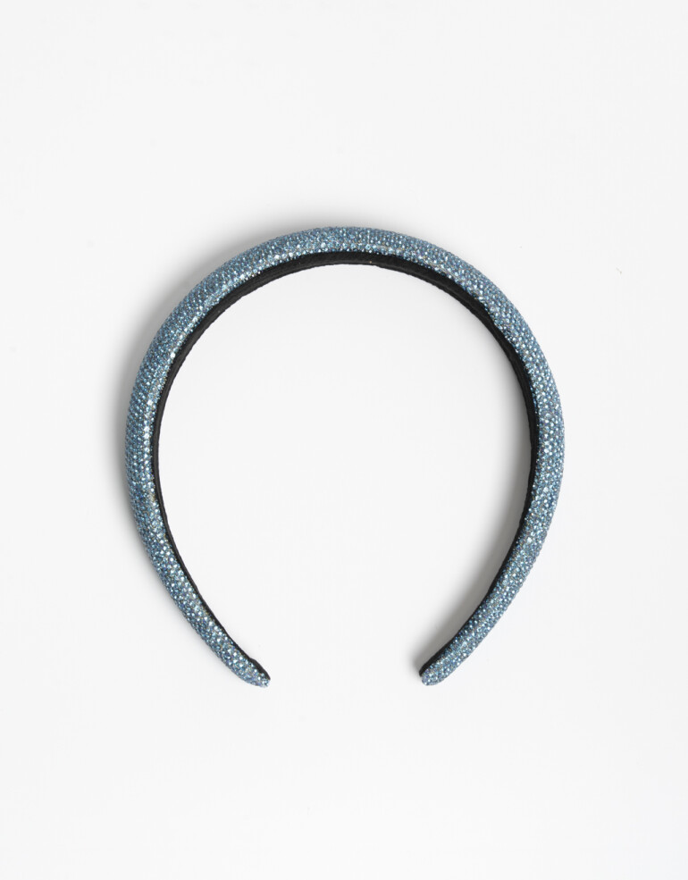 Vinchas Rígidas Strass Vincha Semi Puffy Con Strass - Azul Noche