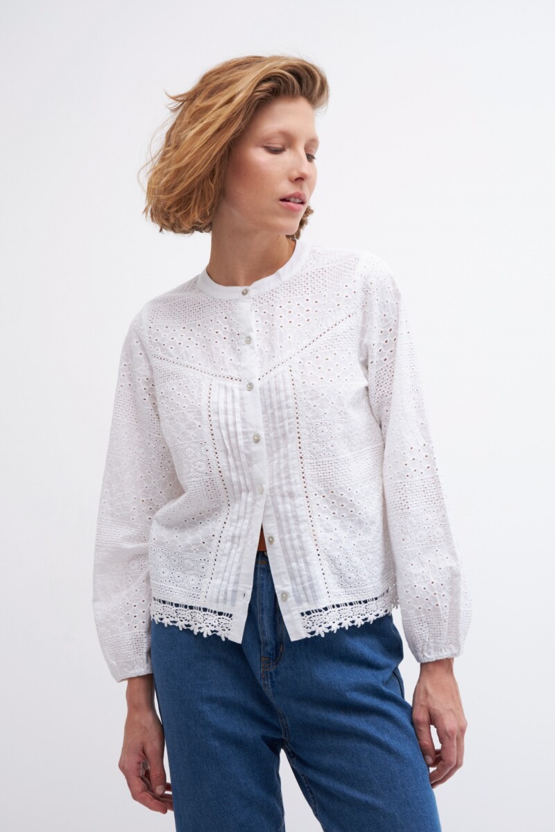 Camisa de broderie blanco