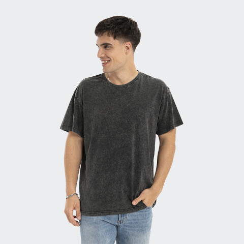 Remera Reef Oversize Front Woven Label Negro