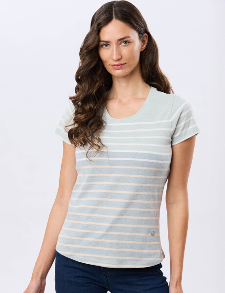REMERA RAYADA DE ALGODÓN Pistacho