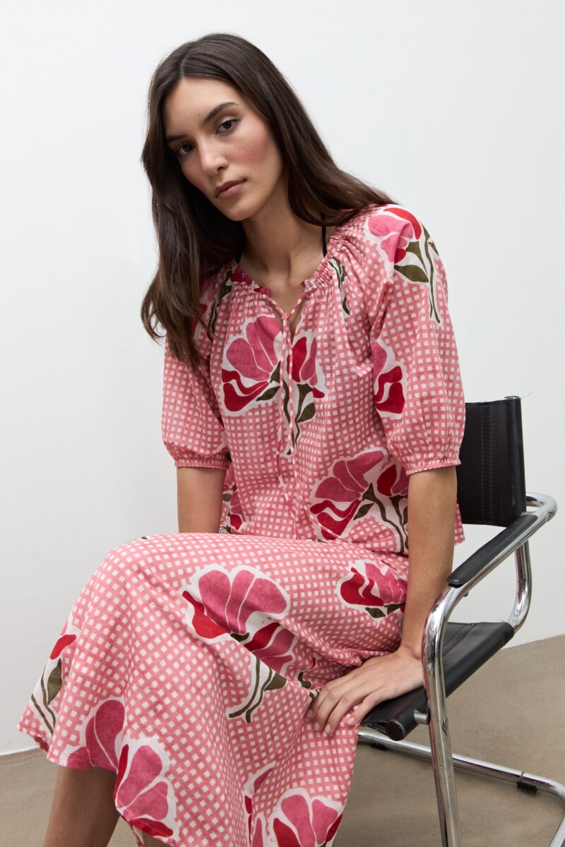 Blusa estampa Malva floral rosado