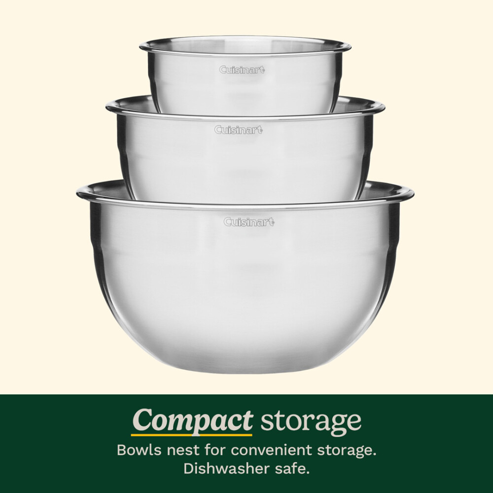 Cuisinart® JUEGO DE 3 TAZONES MEZCLADORES DE ACERO INOX. CON TAPAS (1.5QT, 3QT Y 5QT) N/A