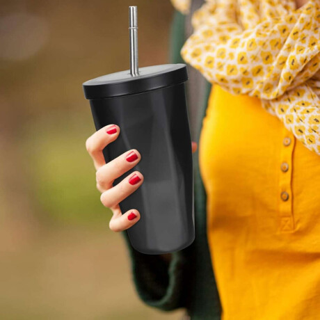 Vaso facetado térmico con sorbito Negro