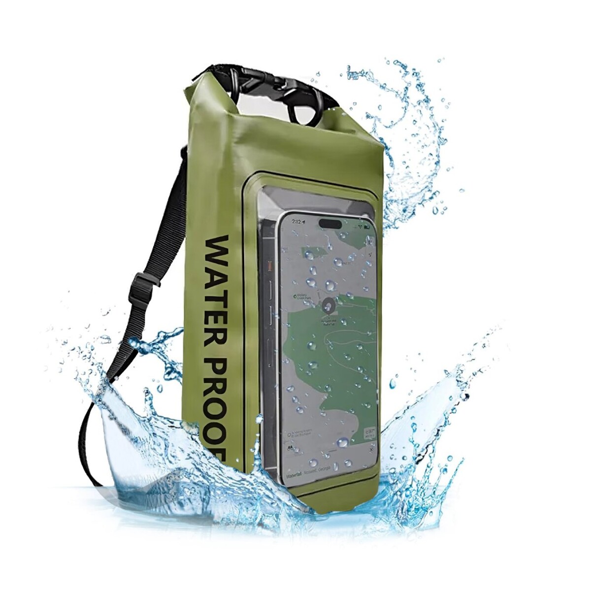Bolso Estanco 2 Litros Celular Playa Arena Resistente Agua - Variante Color Verde 