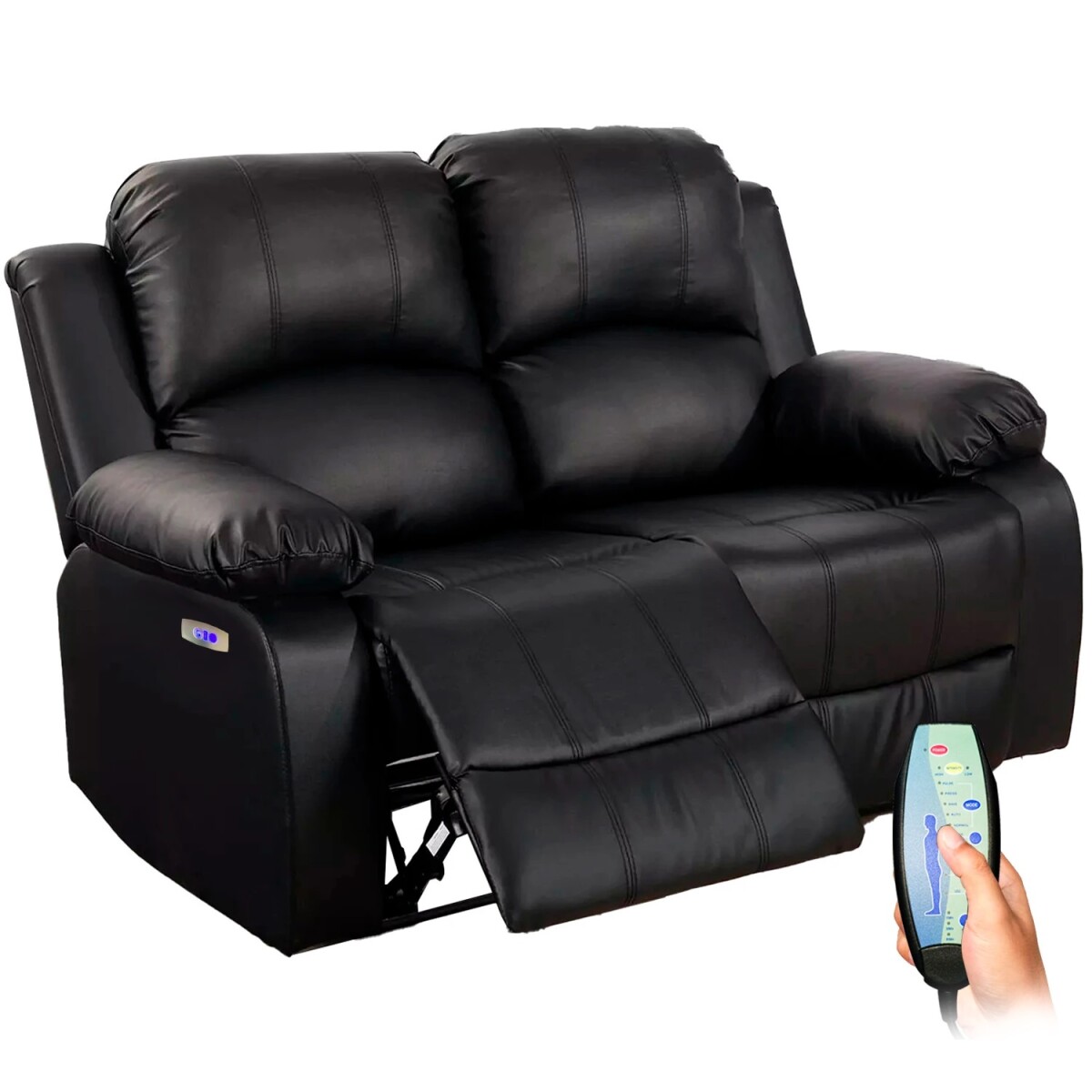 Sofá Sillón 2 Cuerpos Reclinable Masajeador Electrico Living - Color Variante Negro 