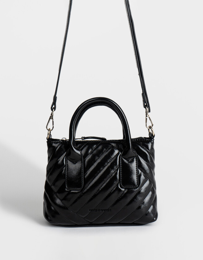 City Puffy Cartera City Efecto Craquelada - Negro