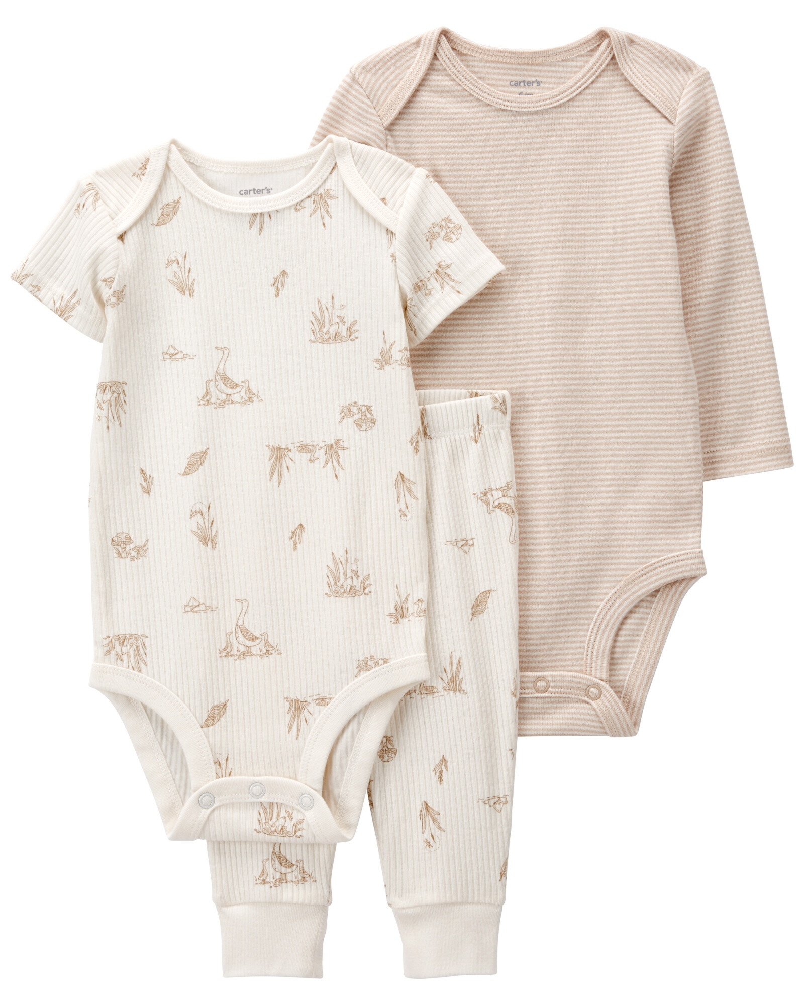 Set tres piezas pantalón y bodies de algodón Set tres piezas pantalón y bodies de algodón