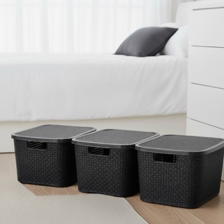 Set x3 Caja ratán 15 lts NEGRO