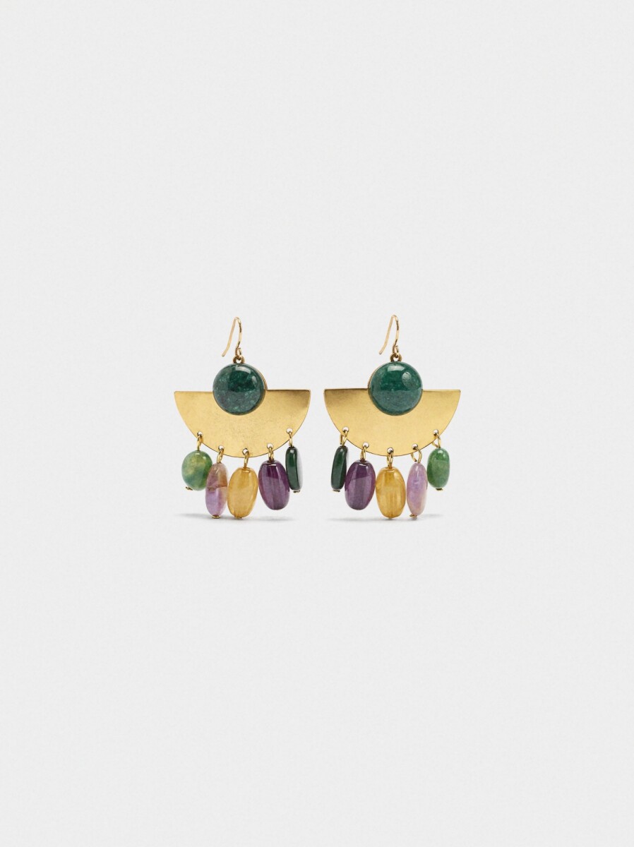 Pendientes Abanico Con Piedras - multicolor 