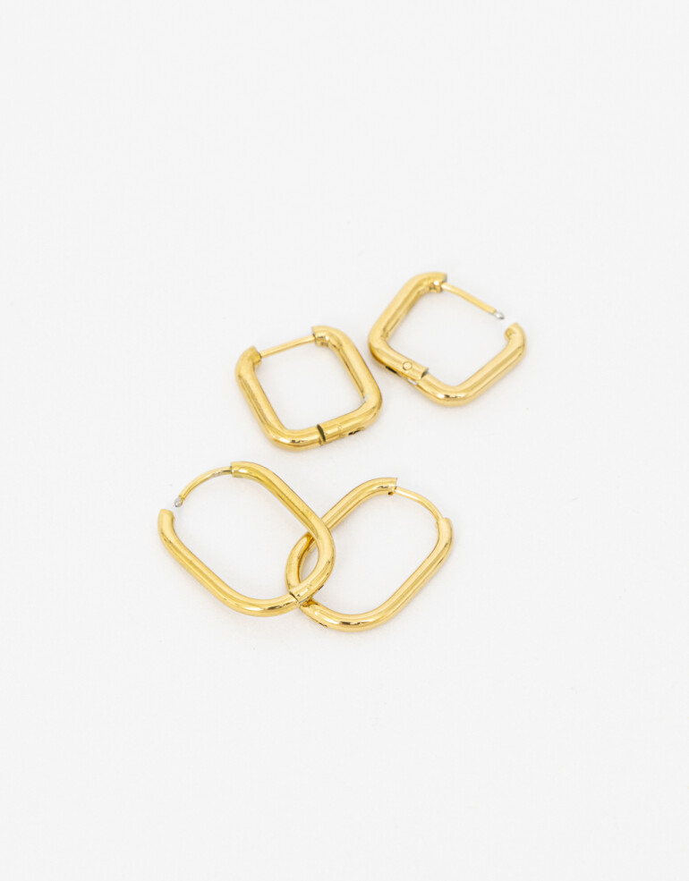 Aros Argollas Set Metal Set De Argollas Acero - Dorado