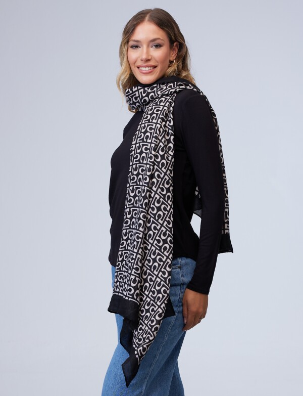 Pashmina Printed NEGRO/BEIGE