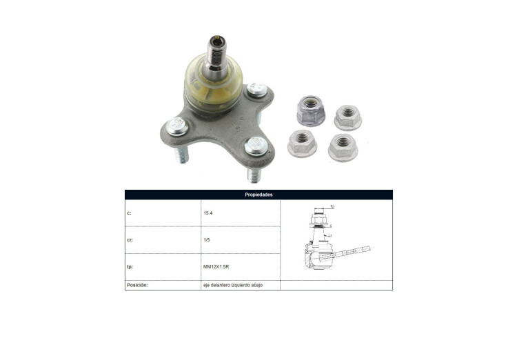 Rotula Del Audi A3/Q3 Volks Nivus/Vento/Virtus/T-Cross/Tiguan/Polo 03-25 Izq Rotula Del Audi A3/Q3 Volks Nivus/Vento/Virtus/T-Cross/Tiguan/Polo 03-25 Izq