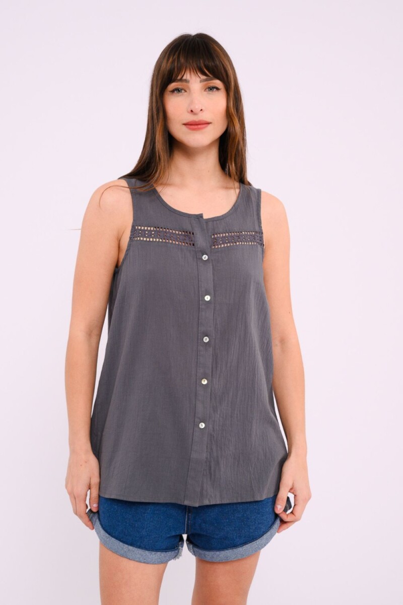 Blusa con detalle calado - Azul 