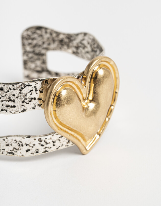 Brazaletes Metal diferenciado Brazalete Con Corzón - Combinacion Bicolor