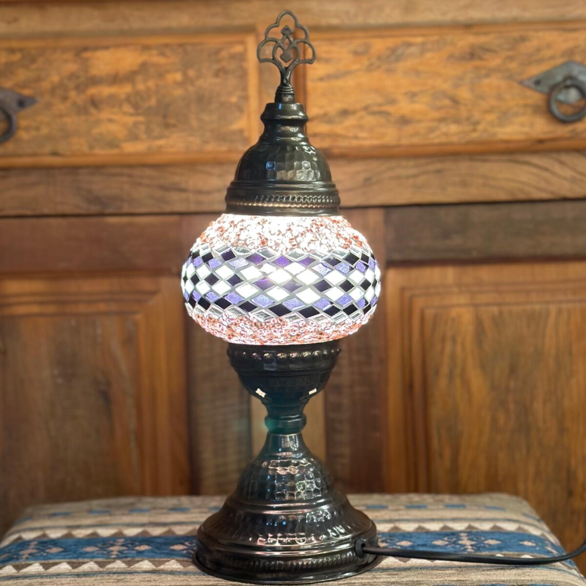 Lámpara vitraux de mesa TM12 - Violeta y lila 