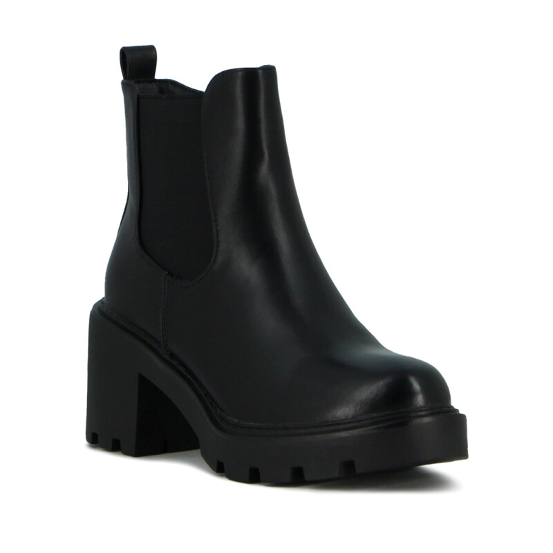 Darkness Bota De Dama Caña Baja Taco Cuadrado C/ Elast - Negro Negro