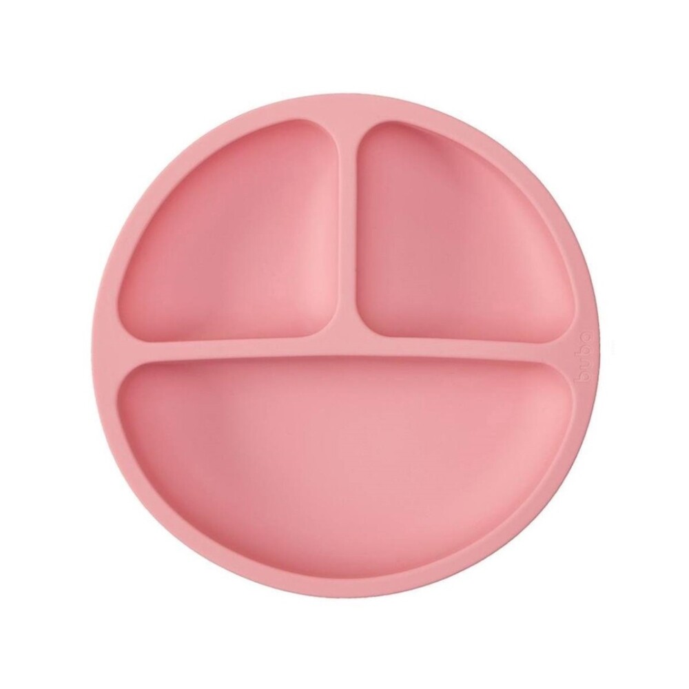 Plato con divisiones y ventosa BUBA rosado