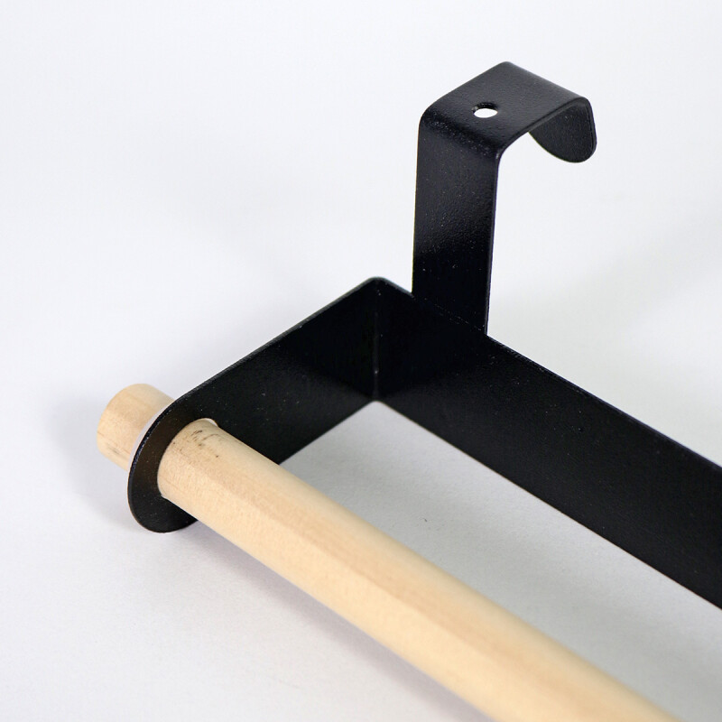ORGANIZADOR METAL NEGRO/MADERA P/TOALLA 24X6.5CM Unica