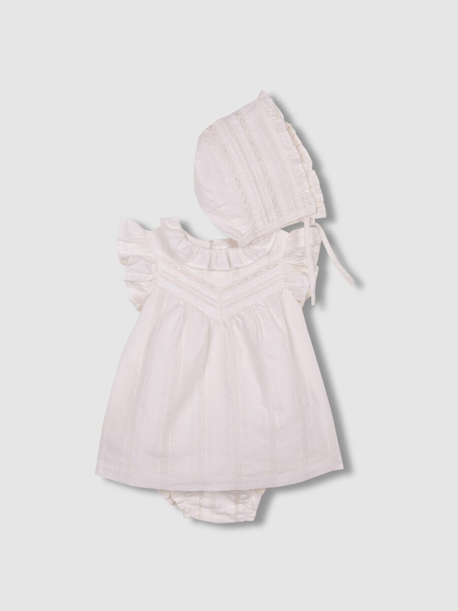 Conjunto De Blusa, Papa Paña Y Capota Blanco Roto