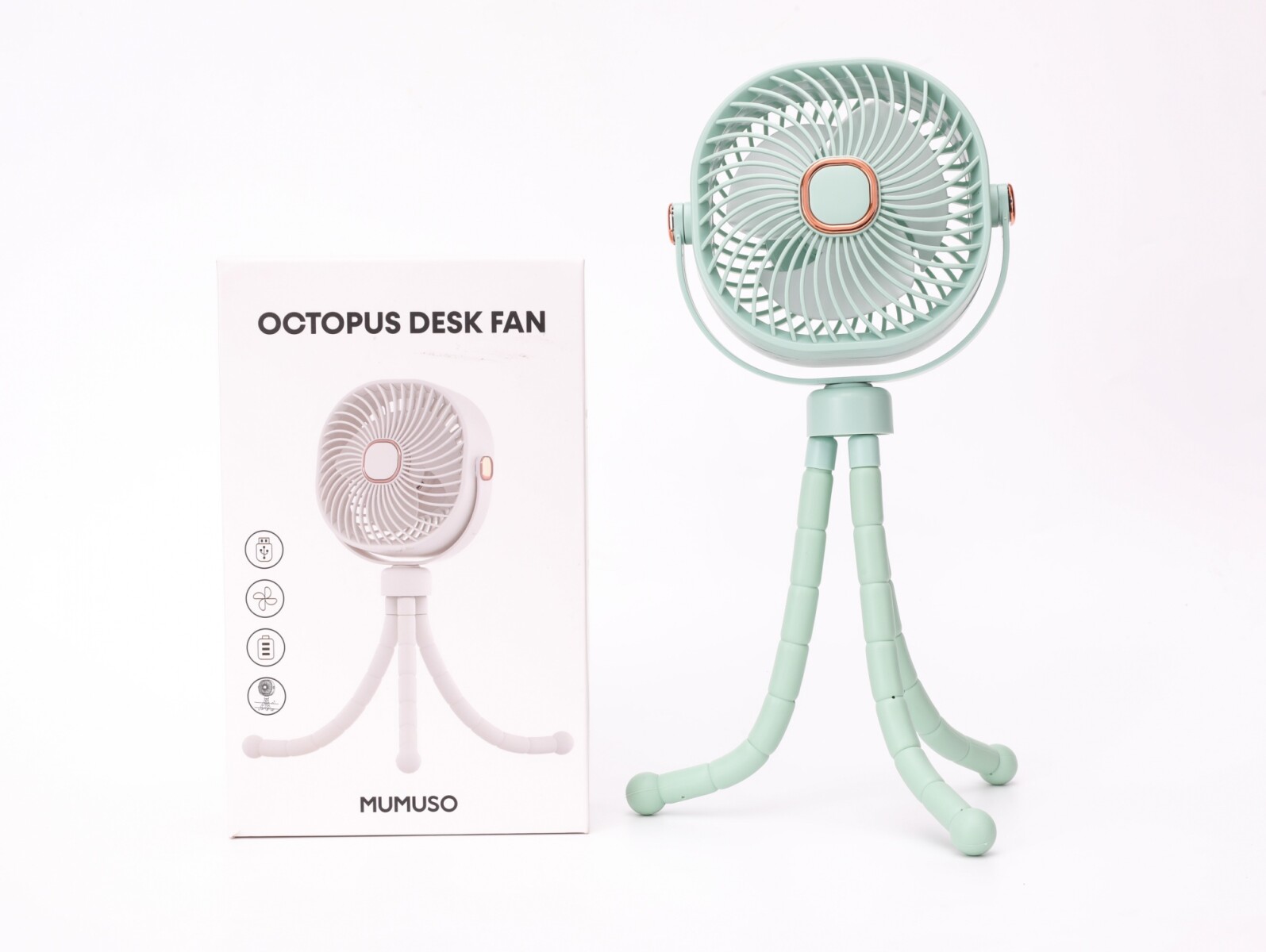 VENTILADOR DE ESCRITORIO OCTOPUS (CARGA USB/VERDE) 