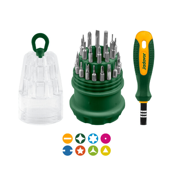 Destornillador de Puntas Intercambiables 31 Piezas Jadever Destornillador de Puntas Intercambiables 31 Piezas Jadever