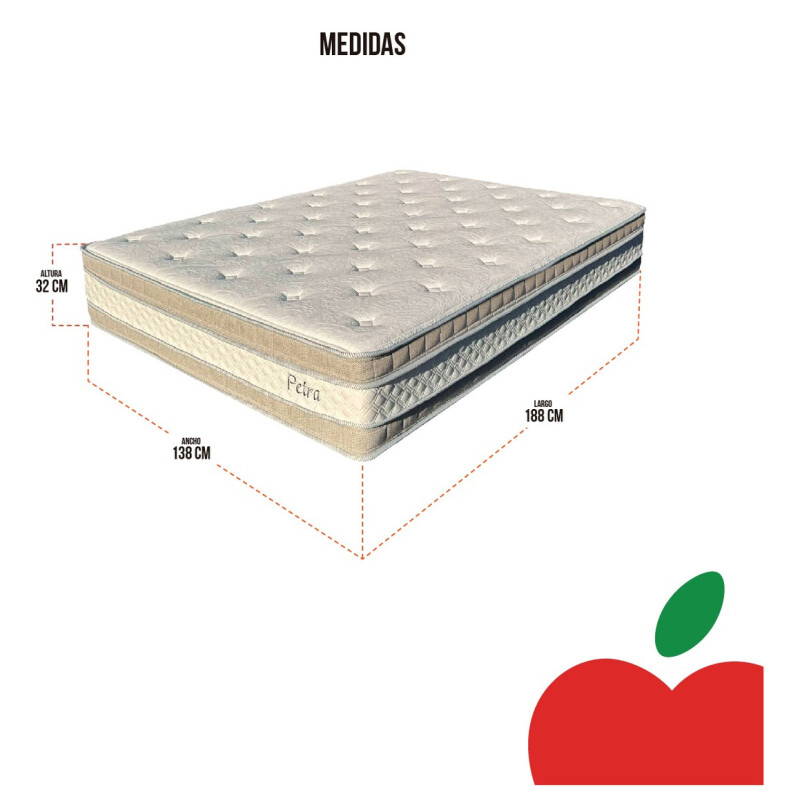Conjunto Sommier Resortes Petra Córdoba 2 Plazas Colchón 32cm Alto 150Kg Conjunto Sommier Resortes Petra Córdoba 2 Plazas Colchón 32cm Alto 150kg