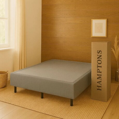 Sommier King Cama + Colchon Hamptons Hybrid Rhenium Gris
