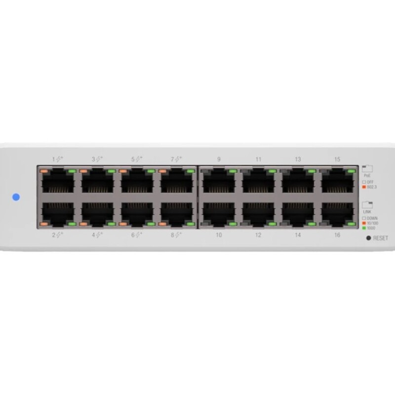 Ubiquiti UniFi Switch Lite USW-Lite-16-POE - Conmutador - Gestionado - 16 x 10/100/1000 (8 PoE+) - sobremesa, montaje en pared - Ubiquiti UniFi Switch Lite USW-Lite-16-POE - Conmutador - Gestionado - 16 x 10/100/1000 (8 PoE+) - sobremesa, montaje en pared -