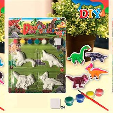 Set Dinosaurios Para Pintar. 3 Modelos Unica