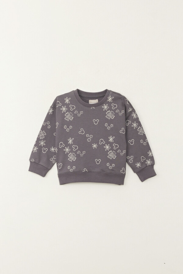 Buzo deportivo estampa mickey silueta Gris