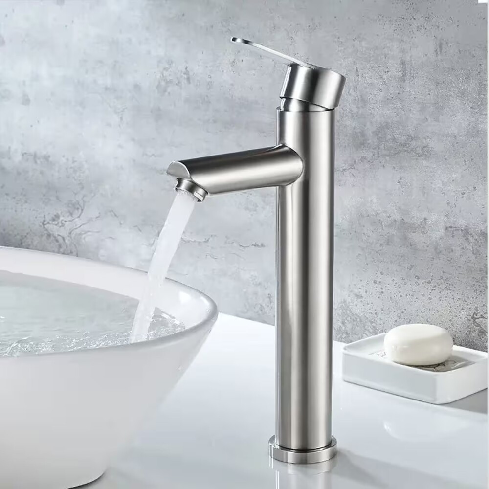 Grifería de Lavatorio Monocomando Alto de mesada Milano Gris Satinado Grifería De Lavatorio Monocomando Alto De Mesada Milano Gris Satinado