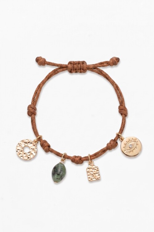 Pulsera cord dijes dorado