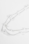 Collar doble perlas plateado