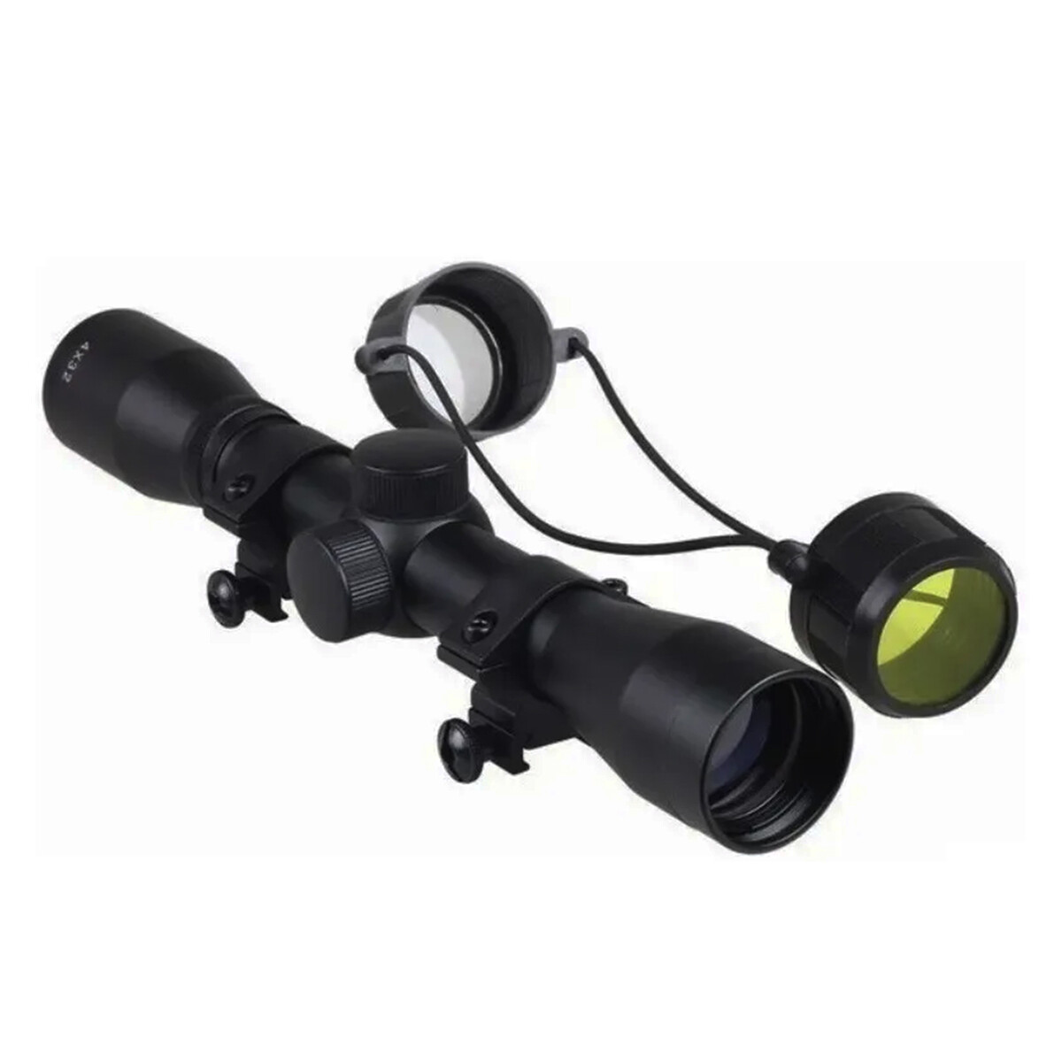 Mira telescópica rifle chumbera 4x32 retícula R14 + anillas - NEGRO 