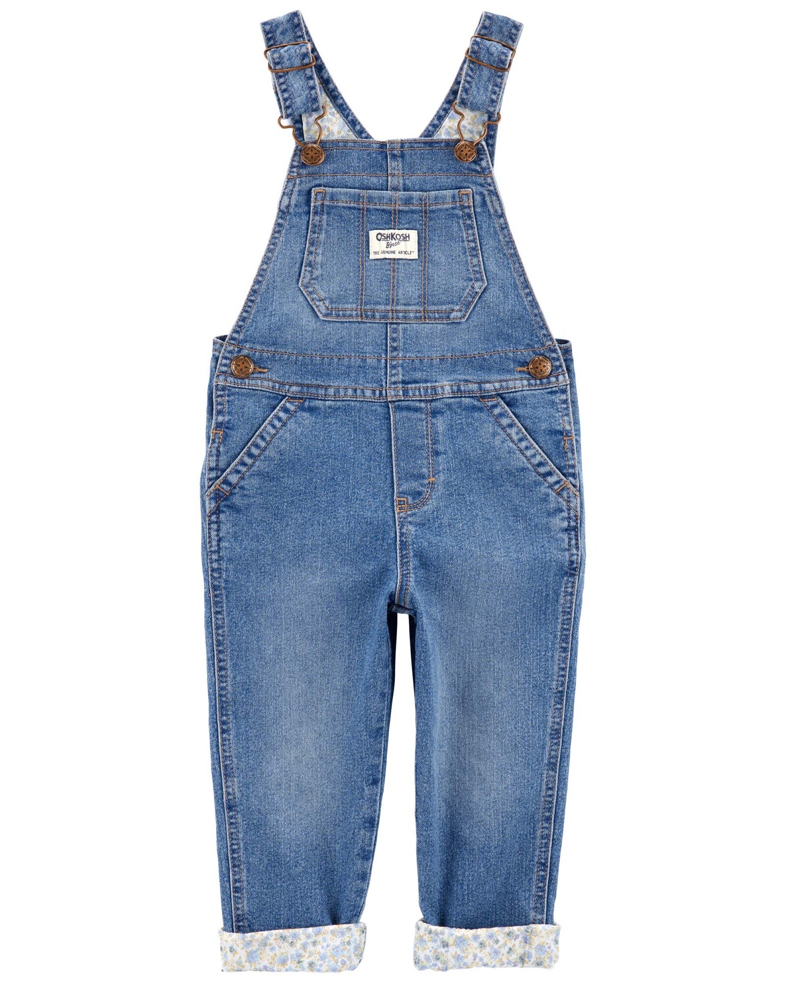 Enterito jean elastizado con forro floral. Talles 2-5T Sin color