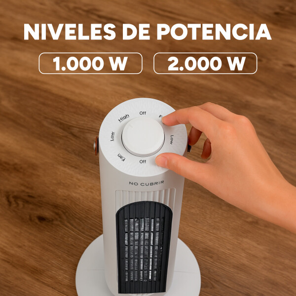 Estufa Calefactor Ceramico Torre Electrica Oscilacion 2000W Variante Color Blanco