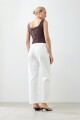 Pantalón wide leg pinzado crudo
