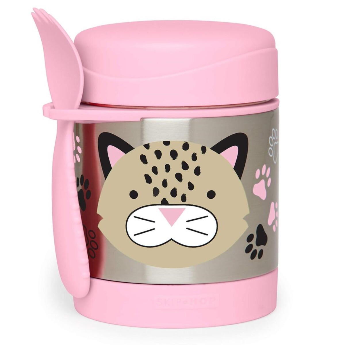 Tupper de acero inoxidable con cubierto diseño leopardo 