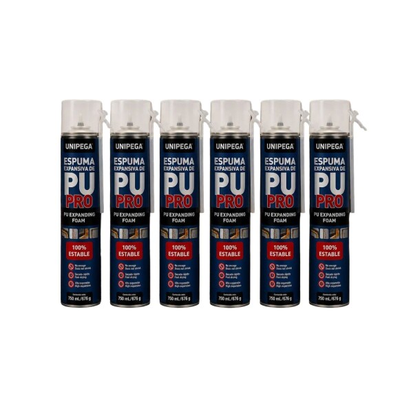 KIT ESPUMAS DE POLIURETANO PRO 750ML UNIPEGA X 6 UNID Kit Espumas De Poliuretano Pro 750ml Unipega X 6 Unid