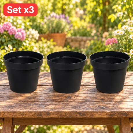 Set x3 Macetas chicas 7,5 lts NEGRO