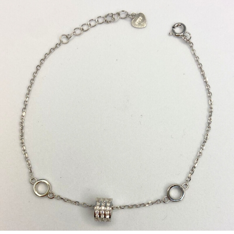 PULSERA DE PLATA CON ADORNO ESTILO PANDORA , LARGO 17+3 CM L5dslf-01673-b-x4