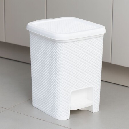 PAPELERA CON PEDAL 12 LTS BLANCA Blanco