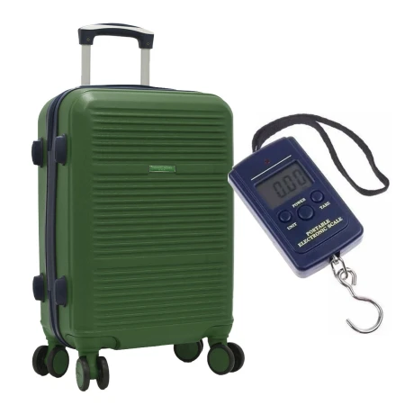 Set Viaje Valija Rígida Grande 4 Ruedas + Balanza Equipaje Verde