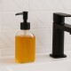 Dispensador de jabón de vidrio y base cuadrada 400ml TRANSPARENTE