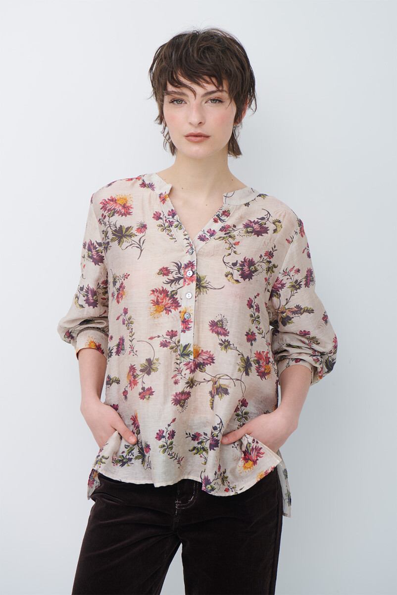 CAMISA JULIA FLORAL - BEIGE 