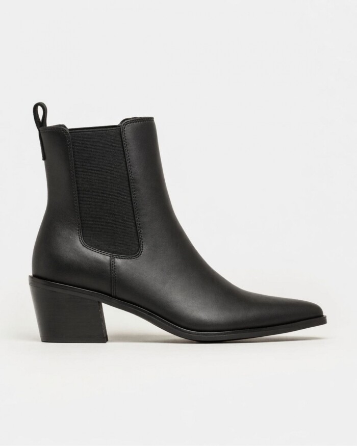 Bota caña media Helen en efecto cuero Negro