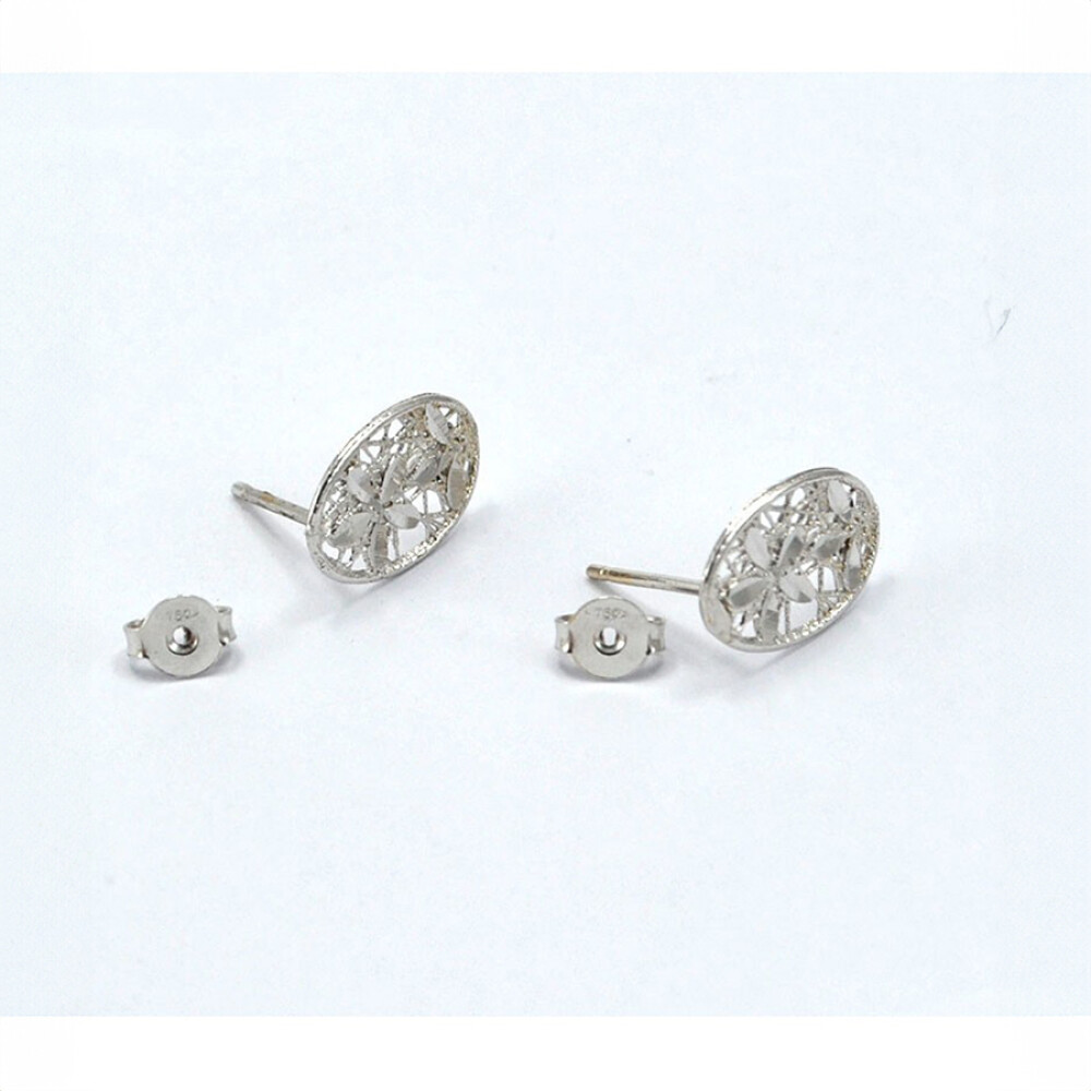 Caravanas Oro Blanco 18K Con Filigrana Caravanas Oro Blanco 18K Con Filigrana