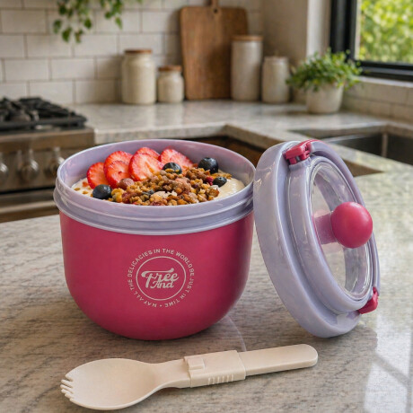 Vianda con cuchara plegable Fucsia